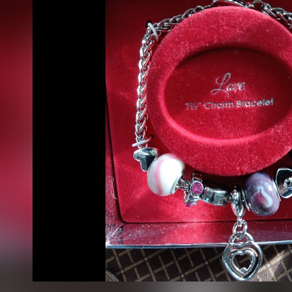 Coin necklace w/ orange stone & silver charm bracelet nwts in box. - Picture 6 of 7